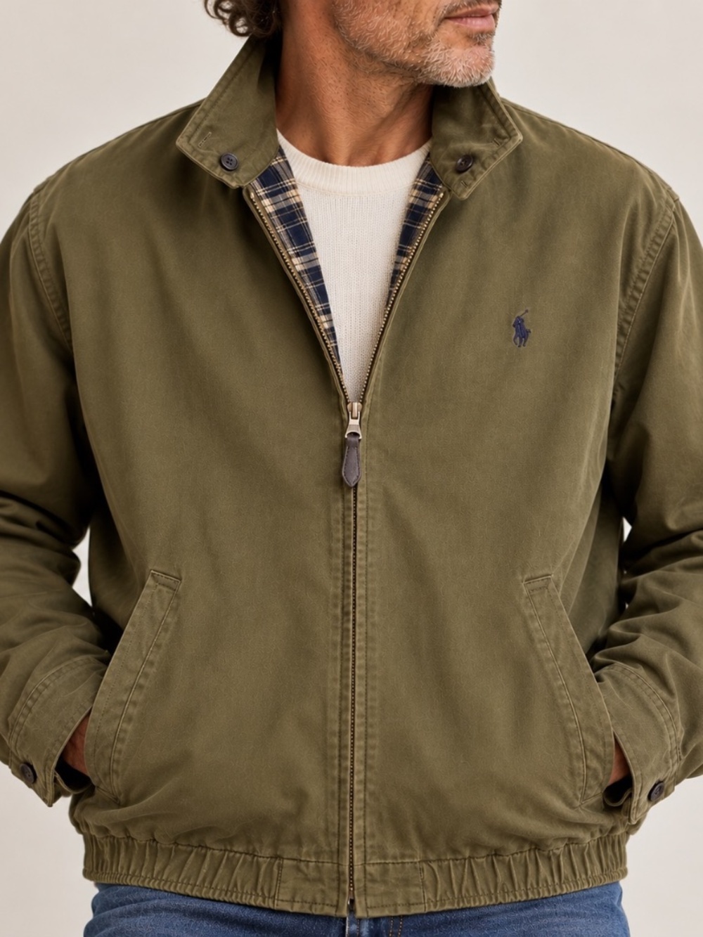 Polo Ralph Lauren Men's Windbreaker, Olive, Harrington Jacket, Size Large